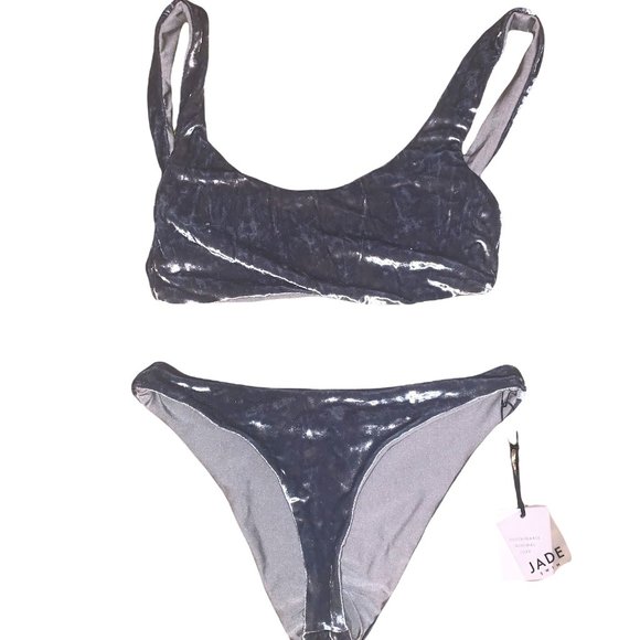 JADE SWIM Crushed Velvet Two-Piece - Picture 1 of 8